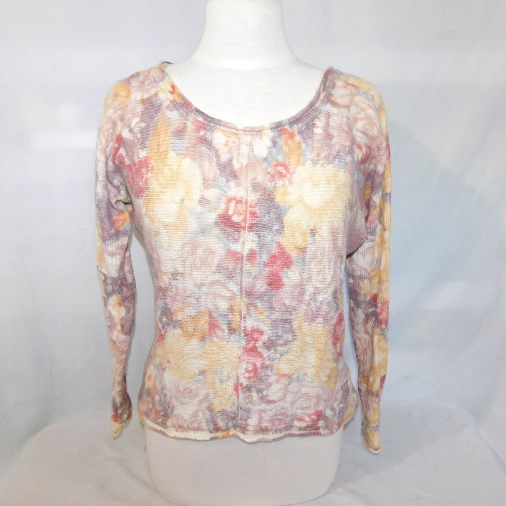 Free People Flower Bomb Floral Angora Hair Wool blend Slouch Sweater Womens XS